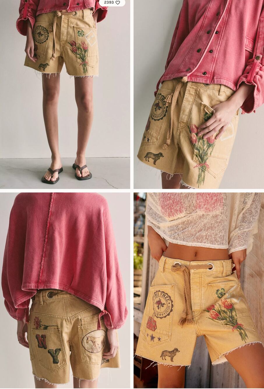 NWOT We The Free Moxie Printed Barrel Shorts | NY Doodles | Size 30